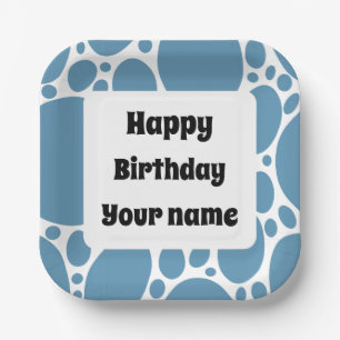 Assiettes En Carton Joyeux anniversaire, motif bleu