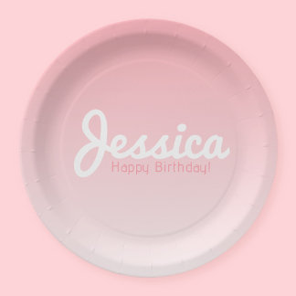Assiettes En Carton Joyeux anniversaire, Nom personnalisable | Rose ro