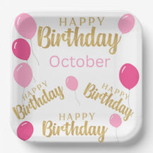 Joyeux anniversaire Octobre Anniversaire Plaque pa