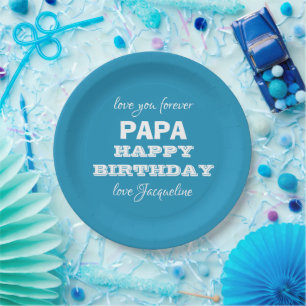 Assiettes En Carton Joyeux anniversaire PAPA Script Nom Modern Chic