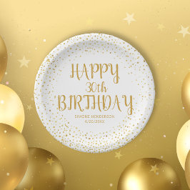 Assiettes En Carton Joyeux Anniversaire Parties scintillant d'or Scrip
