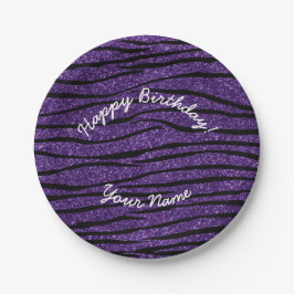 Assiettes En Carton Joyeux Anniversaire parties scintillant violet ray