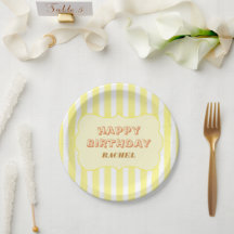 Joyeux Anniversaire Personnalisé Rayure Jaune