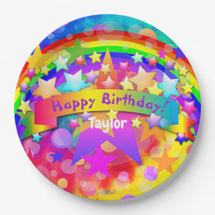 Assiettes En Carton Joyeux Anniversaire Plaques papier Rainbow HAMbyWG
