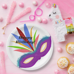 Assiettes En Carton Joyeux Anniversaire Purple Masquerade Masque Masqu