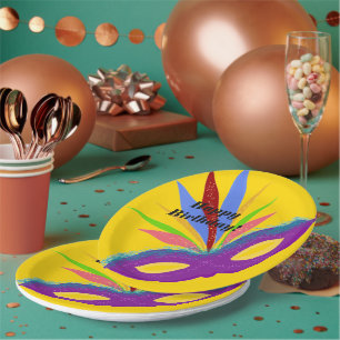 Assiettes En Carton Joyeux Anniversaire Purple Masquerade Masque Masqu