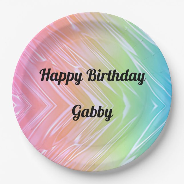 Assiettes En Carton Joyeux Anniversaire Rainbow Papier Plaque (Devant)