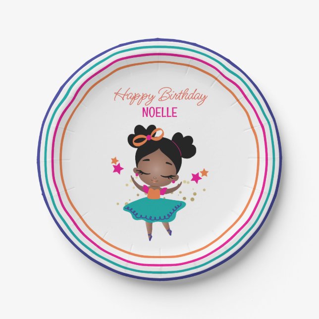 Assiettes En Carton Joyeux anniversaire ! Robe d'Anniversaire Ballerin (Devant)