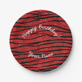 Assiettes En Carton Joyeux Anniversaire rouge parties scintillant zèbr