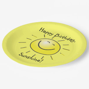 Assiettes En Carton Joyeux anniversaire, soleil !