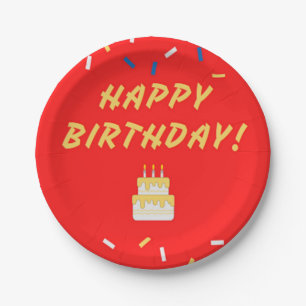 Assiettes En Carton Joyeux anniversaire sur rouge