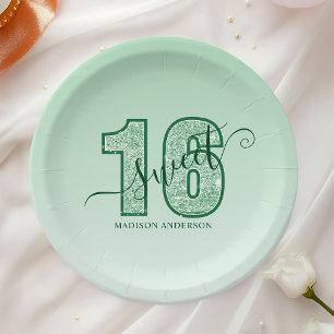 Assiettes En Carton Joyeux Anniversaire Sweet 16 écriture Paillettes V