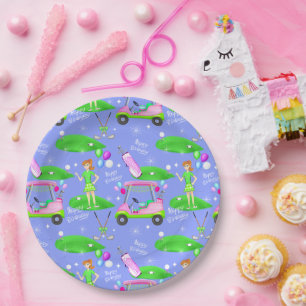 Assiettes En Carton Joyeux Anniversaire Thème Lady Golf