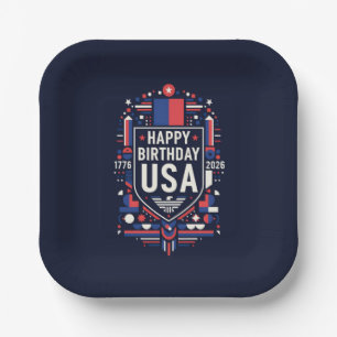 Assiettes En Carton Joyeux anniversaire USA 250