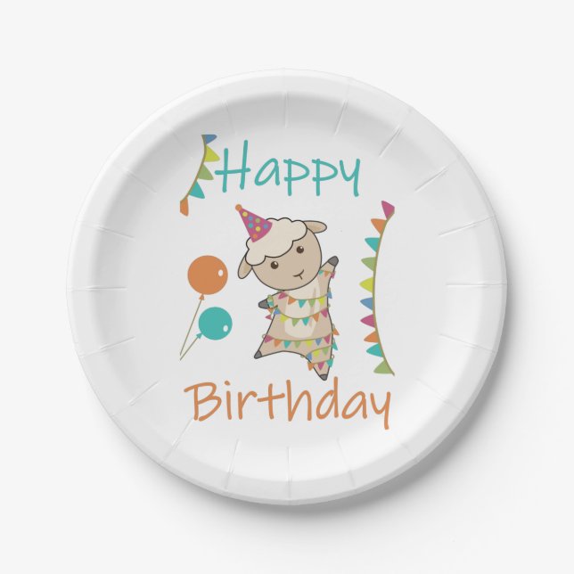 Assiettes En Carton Joyeux Anniversaire Vous Souhaite Moutons De Beaux (Devant)