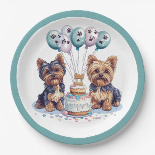 Assiettes En Carton Joyeux anniversaire Yorkie Chien