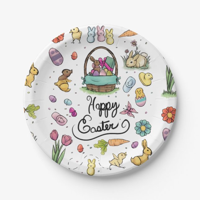 Assiettes En Carton Joyeux art de Pâques (Devant)