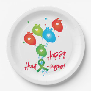 Assiettes En Carton Joyeux Ballons Coeur versary
