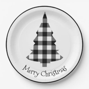 Assiettes En Carton Joyeux Buffalo de Noël Plaid Russe Noël 