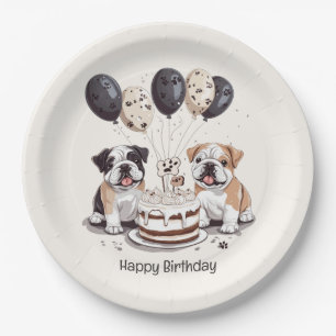 Assiettes En Carton Joyeux Bulldogs anglais