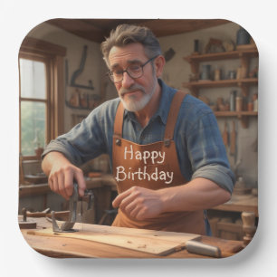 Assiettes En Carton Joyeux charpentier d'anniversaire