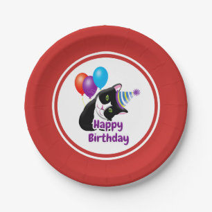 Assiettes En Carton Joyeux Chat d'anniversaire