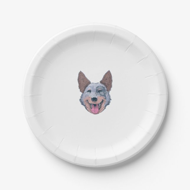Assiettes En Carton Joyeux chien de bétail australien (Devant)