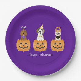 Assiettes En Carton Joyeux Chiens D'Halloween En Citrouille