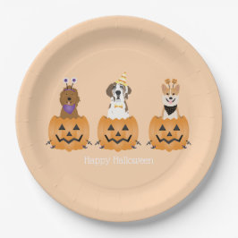 Assiettes En Carton Joyeux Chiens D'Halloween En Citrouille