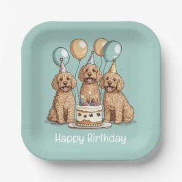 Assiettes En Carton Joyeux Chiens Goldendoodle Anniversaire