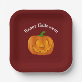 Assiettes En Carton Joyeux Citrouille d'Halloween Rouge