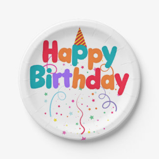 Assiettes En Carton Joyeux Confetti anniversaire