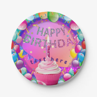 Assiettes En Carton Joyeux Cupcake d'anniversaire