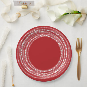 Assiettes En Carton Joyeux et brillant étincelant lumière chic fête