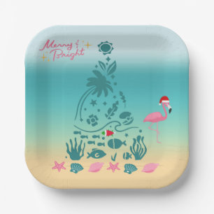 Assiettes En Carton Joyeux Et Lumineux Noël De Plage