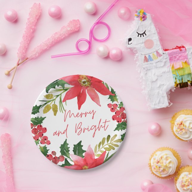 Assiettes En Carton Joyeux et lumineux script moderne (Fête)