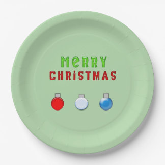 Assiettes En Carton Joyeux feu de Noël vert