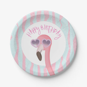Assiettes En Carton Joyeux Flamant rose Cool d'anniversaire