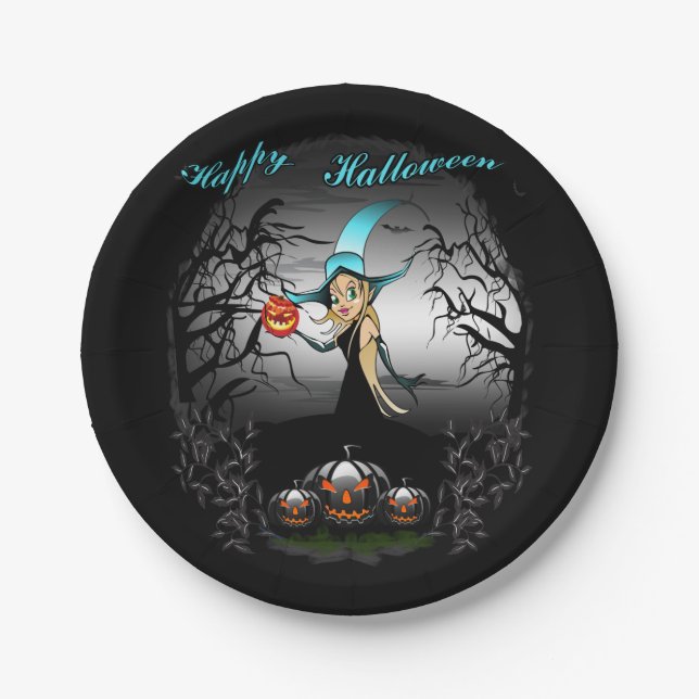 Assiettes En Carton Joyeux Halloween (Devant)