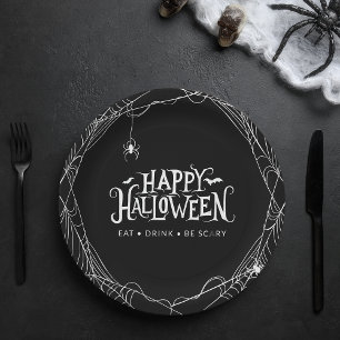 Assiettes En Carton Joyeux Halloween Araignée Manger Boire Être Effray