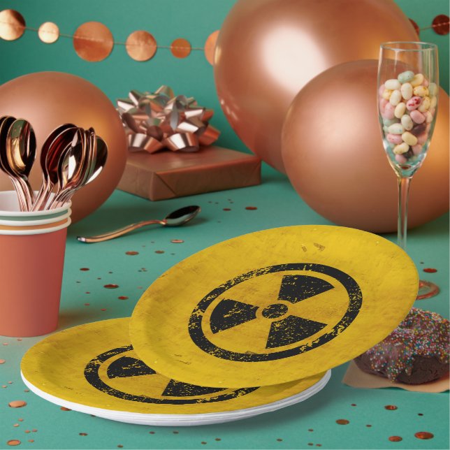 Assiettes En Carton Joyeux Halloween Avertissement de radiations de da (Multi)