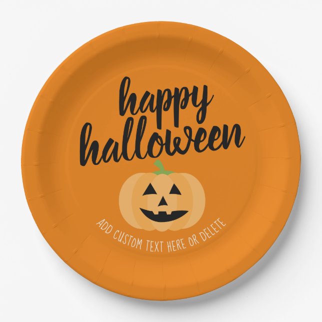 Assiettes En Carton Joyeux Halloween - Joli Citrouille Jack-o-Lantern (Devant)