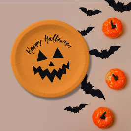 Assiettes En Carton Joyeux Halloween Orange Citrouille Jack-o'-lantern