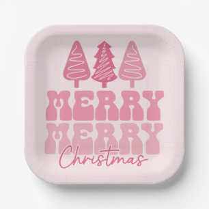Assiettes En Carton Joyeux Joyeux Noël - Conception des Fêtes Rose