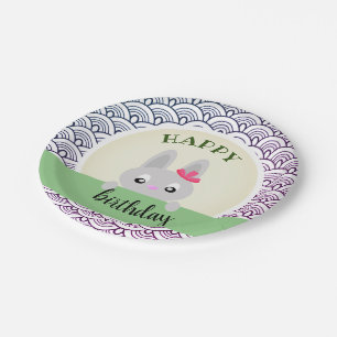 Assiettes En Carton Joyeux lapin d'anniversaire (animaux), gribouillis