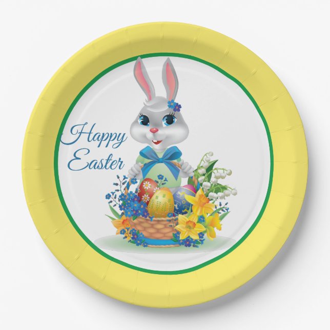 Assiettes En Carton Joyeux Lapin De Pâques (Devant)