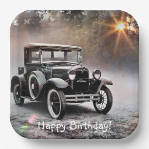 Assiettes En Carton Joyeux modèle d'anniversaire A voiture