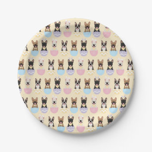 Assiettes En Carton Joyeux Motif de Chien de Pâques français