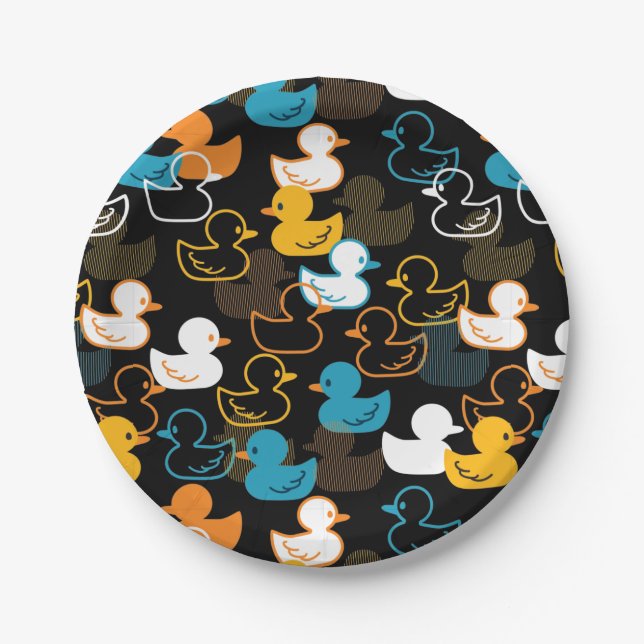 Assiettes En Carton Joyeux Motif nager une patte de canards (Devant)