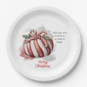 Assiettes En Carton Joyeux Noël Aquarelle Sucre de canne Bonbon